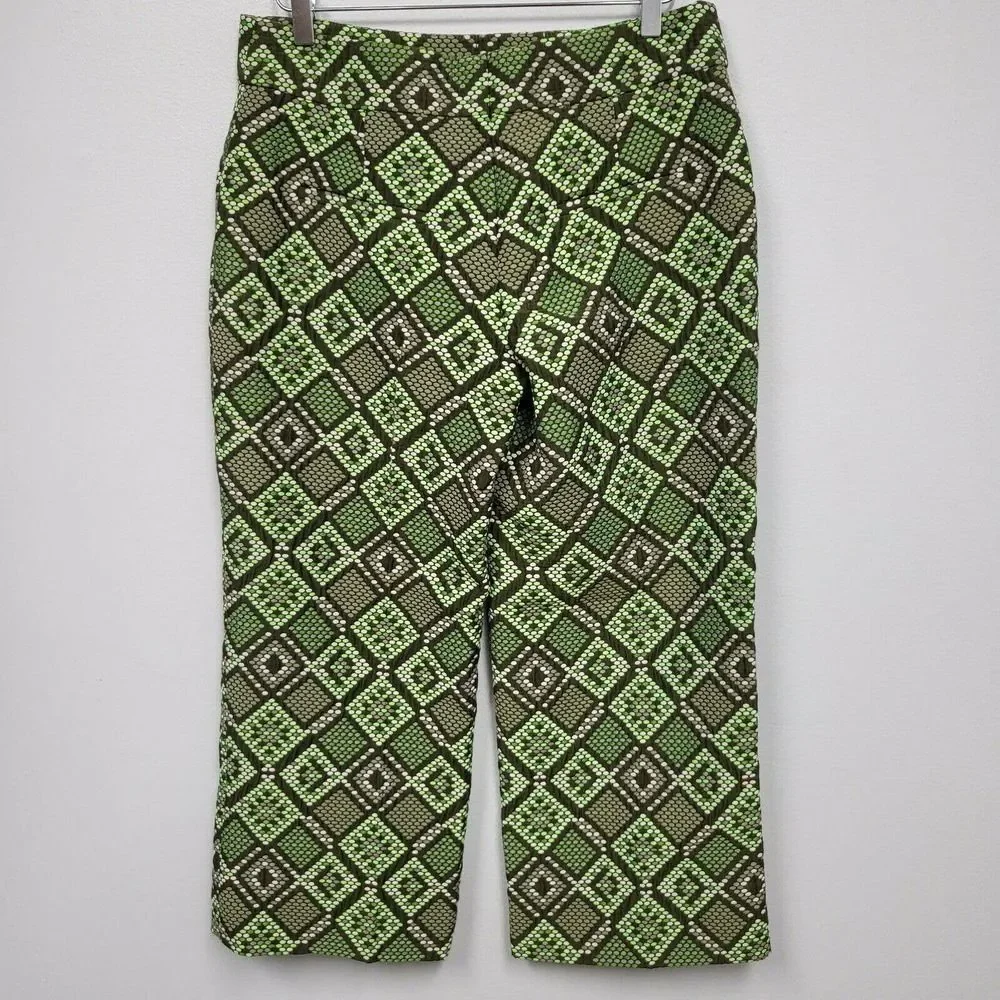Akris Punto Pants sz 10 Madison Print Jacquard Crop In Agave geometric NWT - Picture 6 of 10